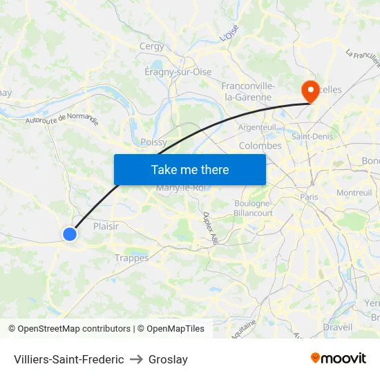 Villiers-Saint-Frederic to Groslay map