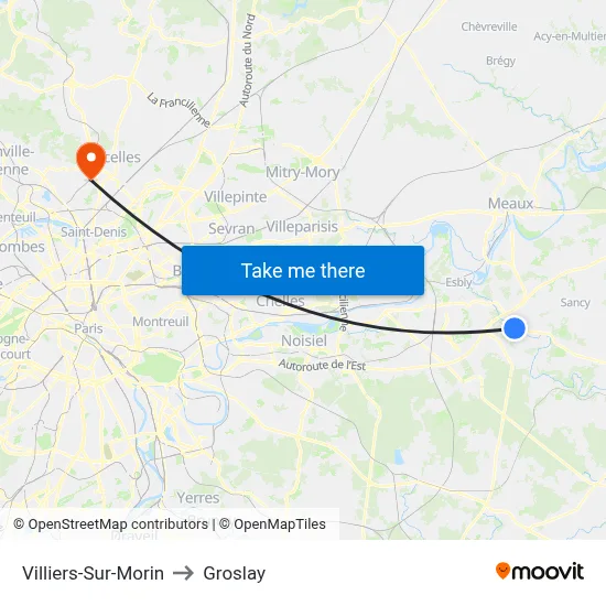 Villiers-Sur-Morin to Groslay map