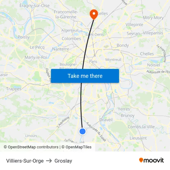Villiers-Sur-Orge to Groslay map