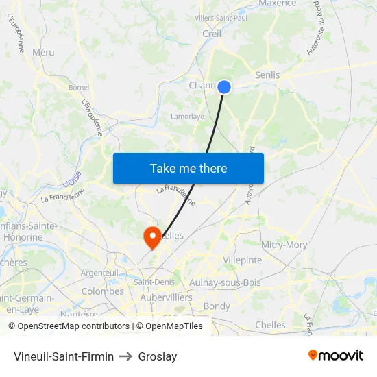 Vineuil-Saint-Firmin to Groslay map