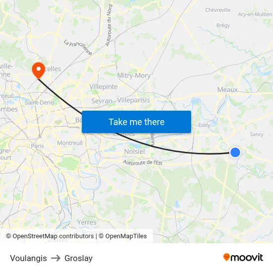 Voulangis to Groslay map