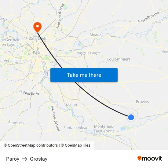 Paroy to Groslay map