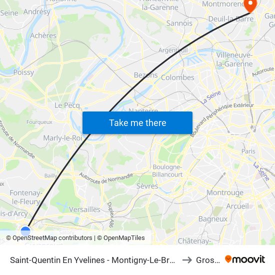 Saint-Quentin En Yvelines - Montigny-Le-Bretonneux to Groslay map