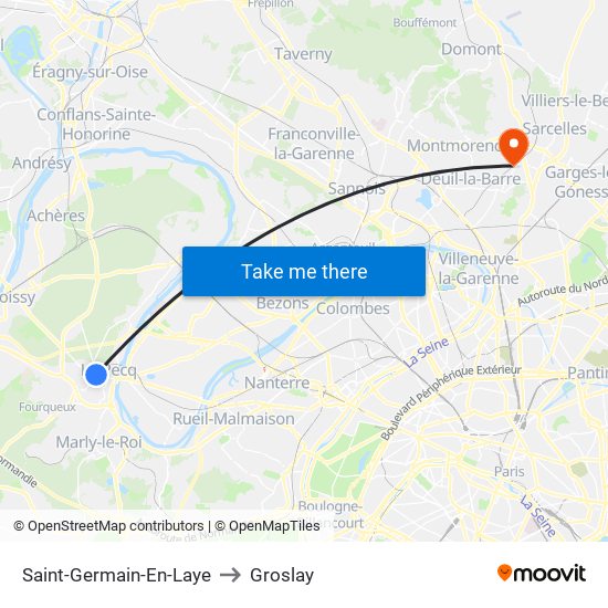 Saint-Germain-En-Laye to Groslay map