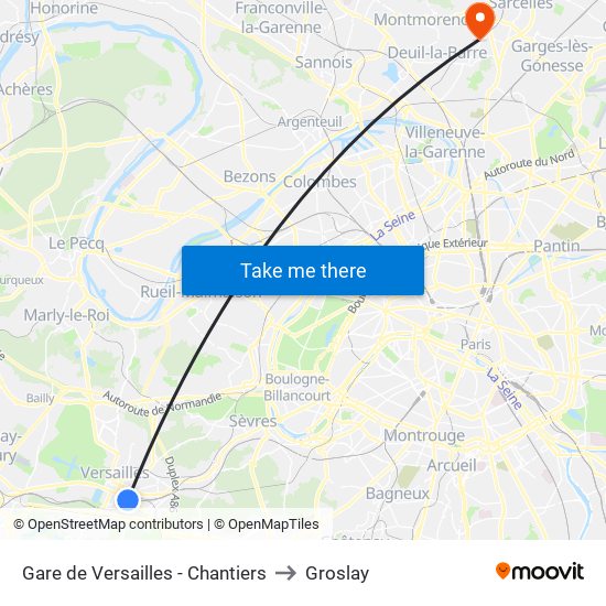 Gare de Versailles - Chantiers to Groslay map