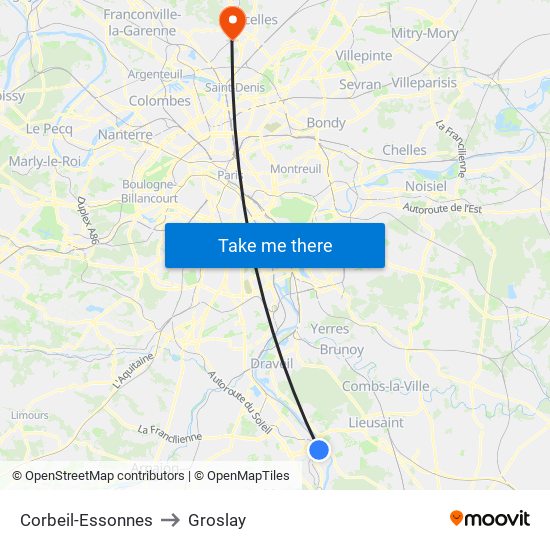 Corbeil-Essonnes to Groslay map