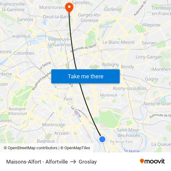 Maisons-Alfort - Alfortville to Groslay map