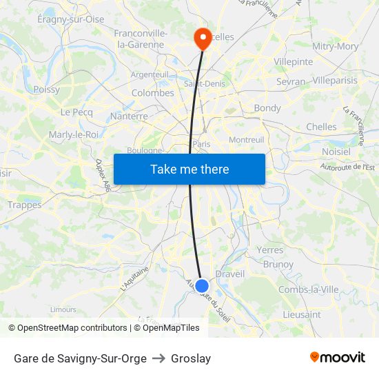 Gare de Savigny-Sur-Orge to Groslay map