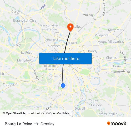 Bourg-La-Reine to Groslay map