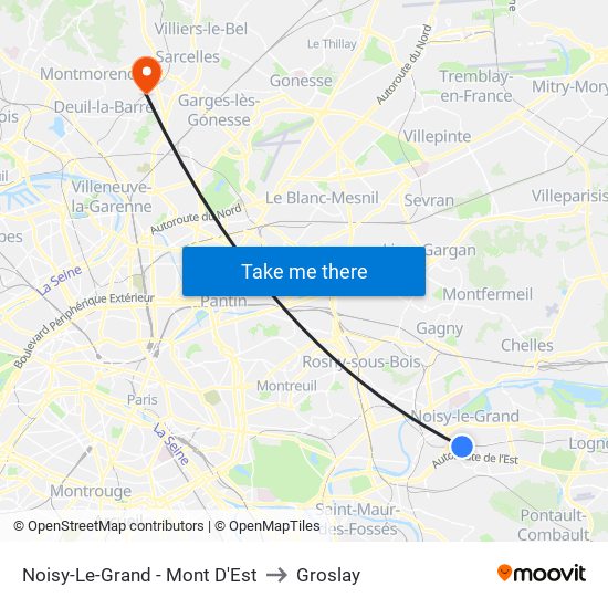 Noisy-Le-Grand - Mont D'Est to Groslay map