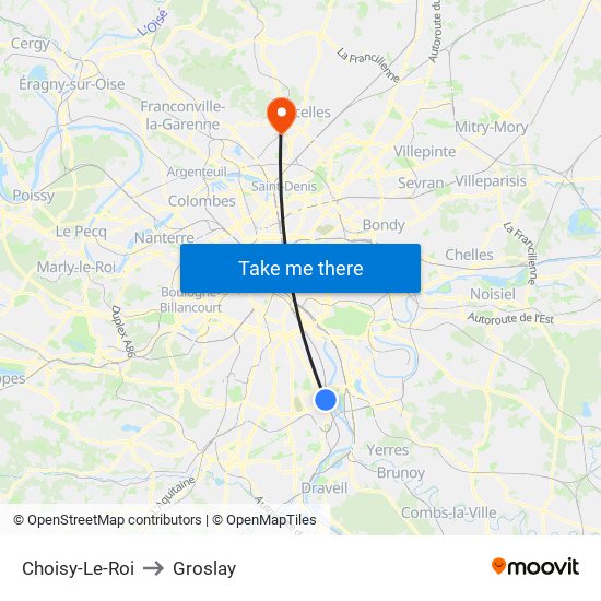 Choisy-Le-Roi to Groslay map