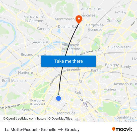 La Motte-Picquet - Grenelle to Groslay map