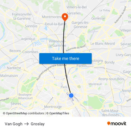 Van Gogh to Groslay map