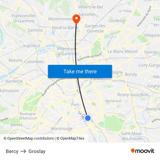 Bercy to Groslay map