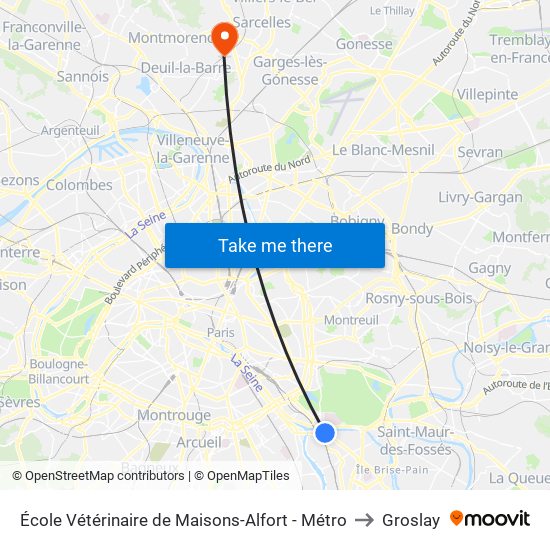 École Vétérinaire de Maisons-Alfort - Métro to Groslay map