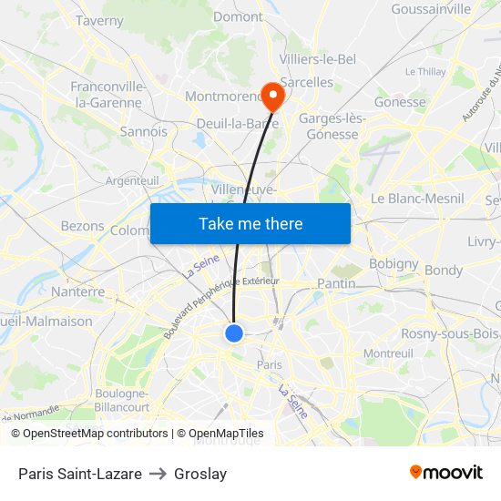 Paris Saint-Lazare to Groslay map