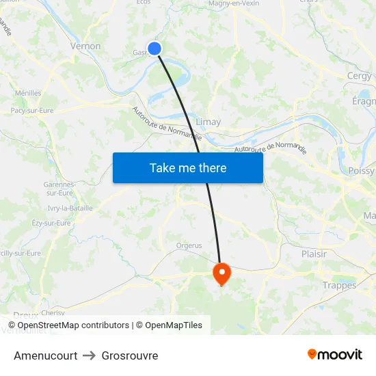 Amenucourt to Grosrouvre map