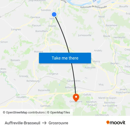 Auffreville-Brasseuil to Grosrouvre map