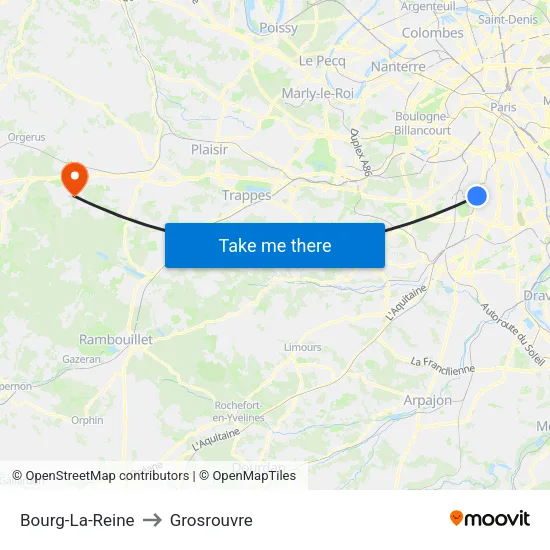 Bourg-La-Reine to Grosrouvre map