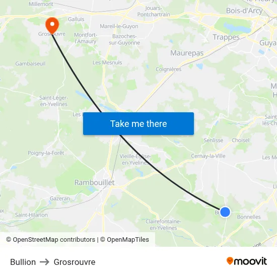 Bullion to Grosrouvre map