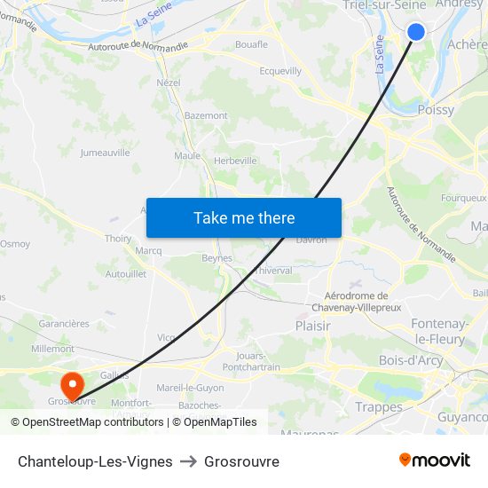 Chanteloup-Les-Vignes to Grosrouvre map