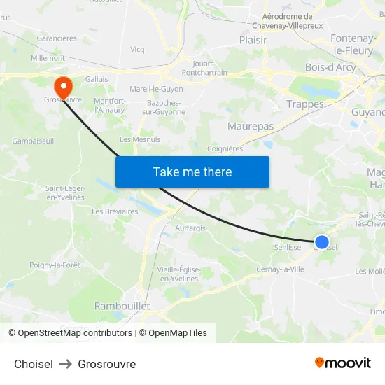 Choisel to Grosrouvre map