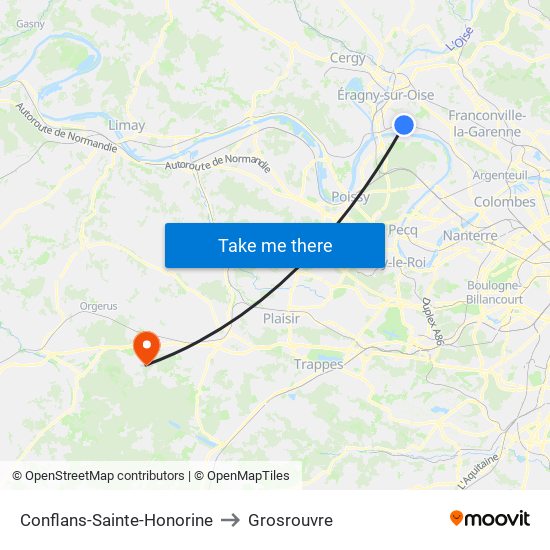 Conflans-Sainte-Honorine to Grosrouvre map