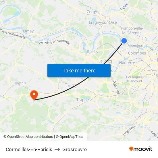 Cormeilles-En-Parisis to Grosrouvre map