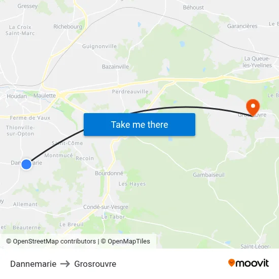 Dannemarie to Grosrouvre map