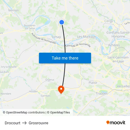 Drocourt to Grosrouvre map
