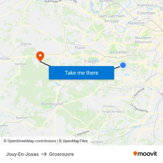 Jouy-En-Josas to Grosrouvre map