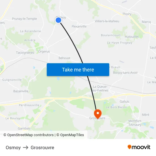 Osmoy to Grosrouvre map