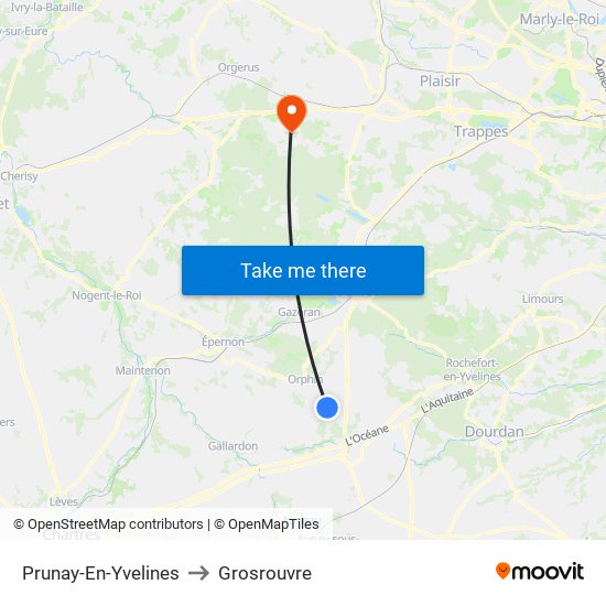 Prunay-En-Yvelines to Grosrouvre map