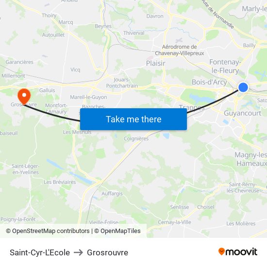 Saint-Cyr-L'Ecole to Grosrouvre map