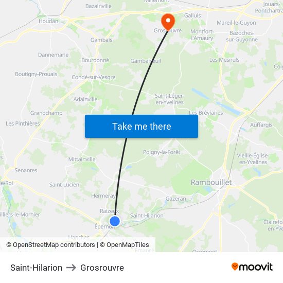 Saint-Hilarion to Grosrouvre map