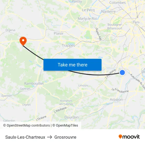 Saulx-Les-Chartreux to Grosrouvre map