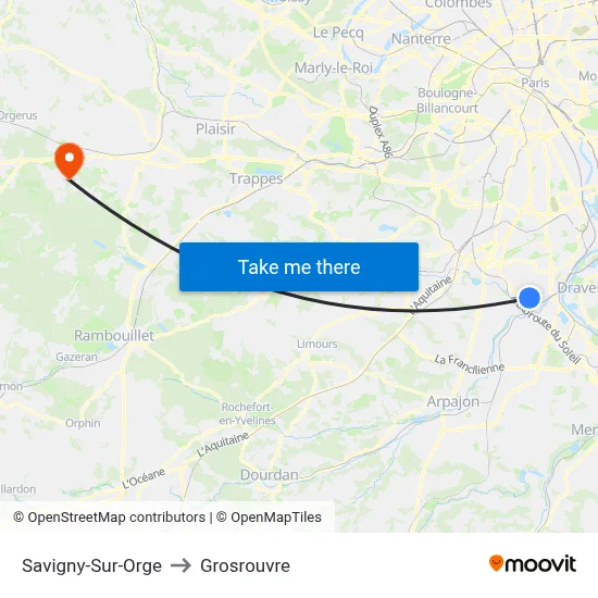 Savigny-Sur-Orge to Grosrouvre map
