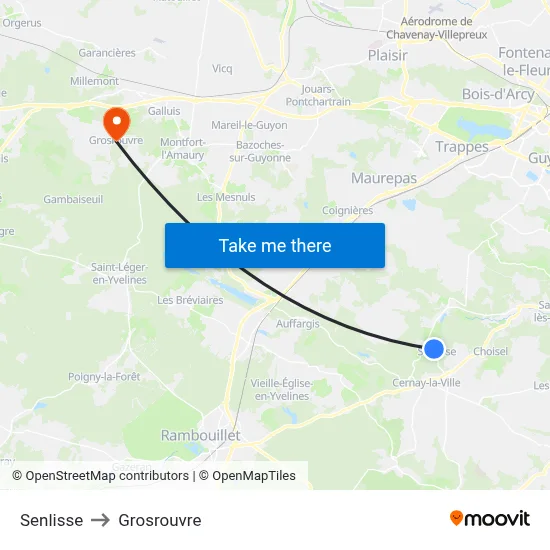 Senlisse to Grosrouvre map