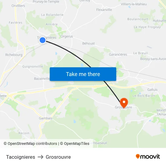 Tacoignieres to Grosrouvre map