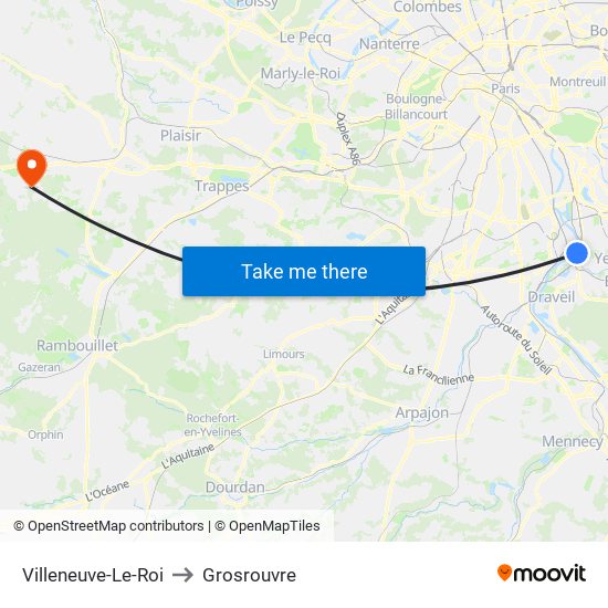 Villeneuve-Le-Roi to Grosrouvre map