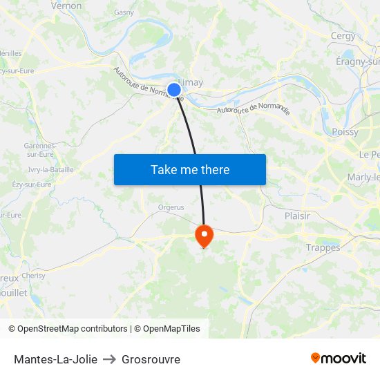 Mantes-La-Jolie to Grosrouvre map