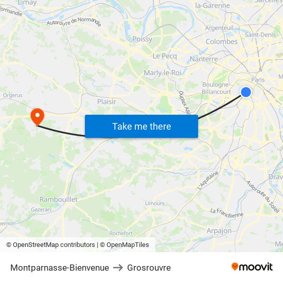 Montparnasse-Bienvenue to Grosrouvre map