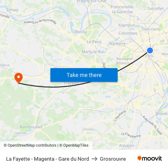 La Fayette - Magenta - Gare du Nord to Grosrouvre map