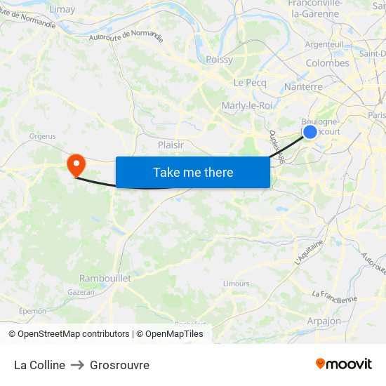 La Colline to Grosrouvre map
