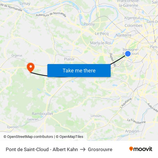 Pont de Saint-Cloud - Albert Kahn to Grosrouvre map