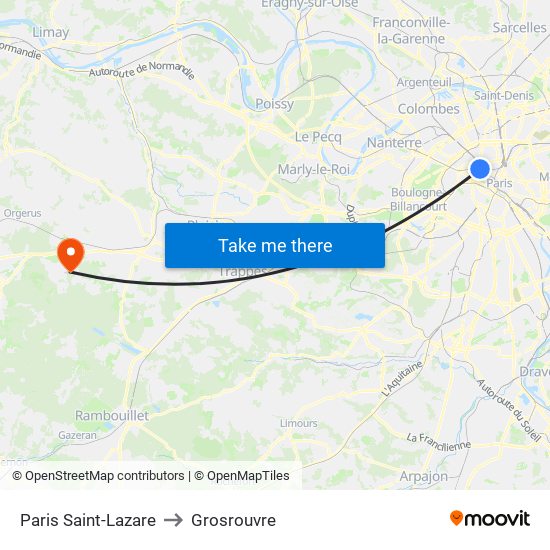 Paris Saint-Lazare to Grosrouvre map