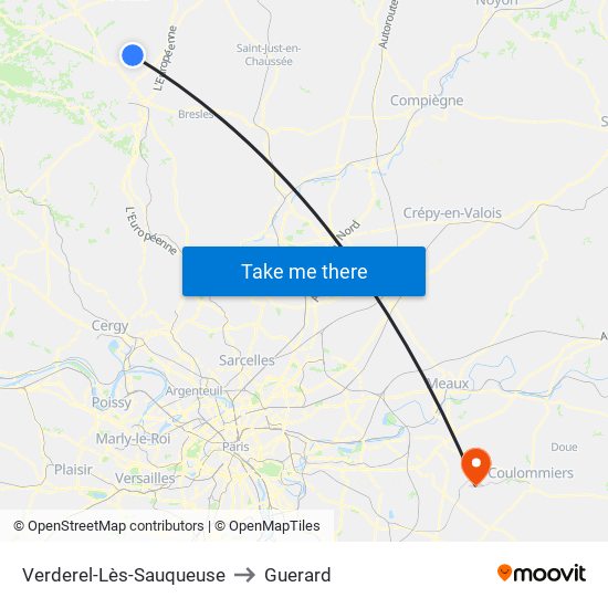 Verderel-Lès-Sauqueuse to Guerard map