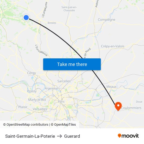 Saint-Germain-La-Poterie to Guerard map