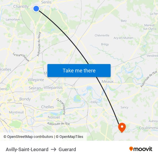 Avilly-Saint-Leonard to Guerard map