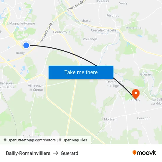 Bailly-Romainvilliers to Guerard map